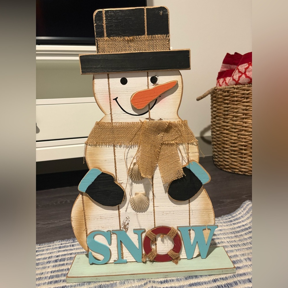 Rustic Wooden Snowman Christmas Decoration – 20.5" Tall – Christmas Tree Shops